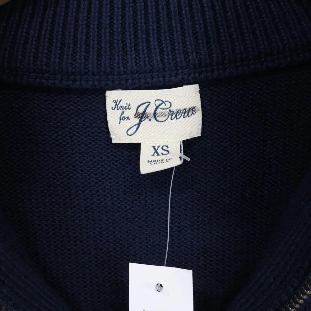 J.Crew Men's Heritage Cotton Half Zip Sweater Navy Blue Size XS NWT